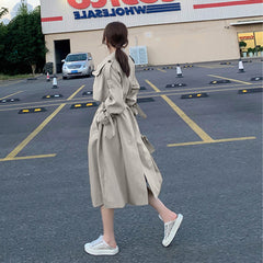 Women Trendy Trench Coat, Double Breasted Coat, Korean Women's Trench Coat, Elegant Oversize Trench Coat, Spring Clothing, Womens Clothing - Otaj Gifts