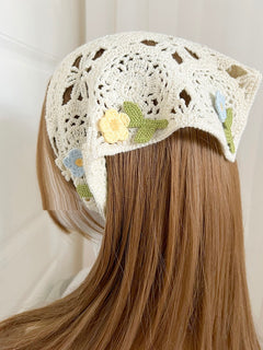 French Style Triangular Binder Retro Headcloth Knitted Headdress Photo - Otaj Gifts