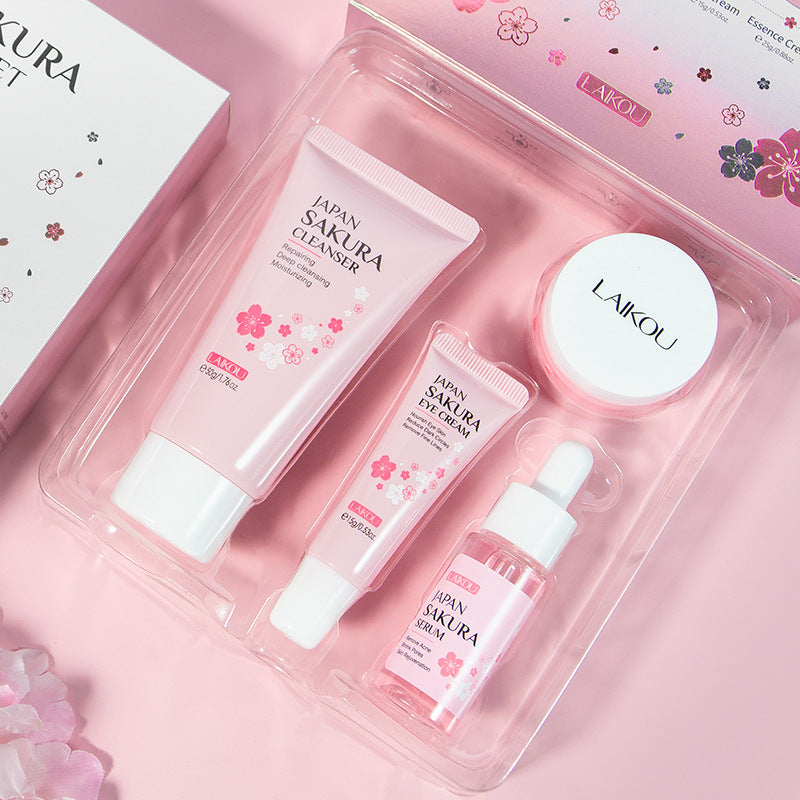 Sakura Skin Care Set 4-piece Set Cleansing Eye Cream Face Cream - Otaj Gifts