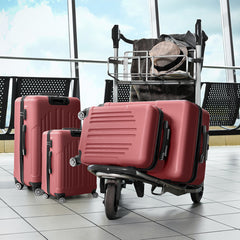 Curved Vertical Stripe 4-in-1 Trolley Case 16in 20in 24in 28in ABS Aluminum Alloy Tie Rod - Otaj Gifts