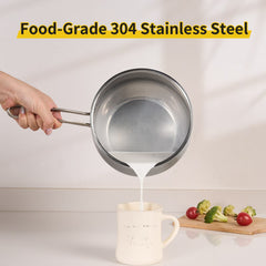 WANGYUANJI Non-Stick Stainless Steel Saucepan With Lid, 2.85QT Small Soup Pot For All Stoves, Oven Save, Dishwasher Safe - Otaj Gifts