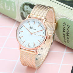 Geneva Watch Dial Plate Mesh Belt Female Minimalist Thin - Otaj Gifts
