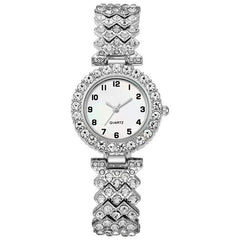 Fashion Jewelry 2pcs Luxury Fashion Women Watch Set Silver Strap Ladies Quartz Wristwatch Alloy Bracelet For Ladies Jewelry Set Clock Gift - Otaj Gifts