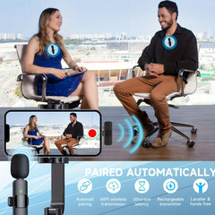 Wireless Lavalier Lapel Microphone For IPhone IPad Professional Wireless Clip Mic - Cordless Omnidirectional Condenser Recording Mic For Interview Video Podcast Vlog YouTube - Otaj Gifts