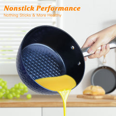 Frying Pan Sets Non Stick 3Pieces Blue 3D Diamond Cookware - Otaj Gifts