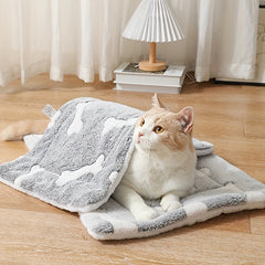 Self-Warming Cat Bed Mat Washable Dog Bed Crate Mat Soft Pet Sleeping Mat For Dogs And Cats Reversible Fleece Dog Crate Kennel Pad Cat Pet Bed - Otaj Gifts
