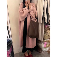 Khaki Knitted Cardigan Sweater, Womens Coat, Long Cardigan, Wool Coat, Cozy Style Loose, Plus Size Maxi Coat, Office Outfits, Fall Clothing - Otaj Gifts