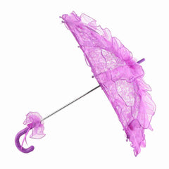 Bridal Lace Cotton Umbrella for Wedding Parties Dancing Photography Prop (Purple) - Otaj Gifts