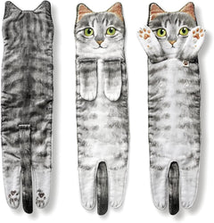 Cat Hand Towels Long Cat Shape Wipe Handkerchiefs Bath Towels For Bathroom Kitchen - Otaj Gifts