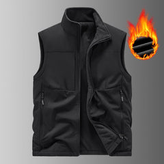 Vest Man Winter Fleece-lined Multi-pocket Vest Middle-aged Father - Otaj Gifts