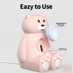 Cute Bear IWatch Charger Stand Compatible With IWatch Series 9-1 45mm,44mm,42mm,41mm,40mm, 38mm For IWatch Charger Cute Soft Silicone,Supports Nightstand Mode,Home Office Use - Otaj Gifts