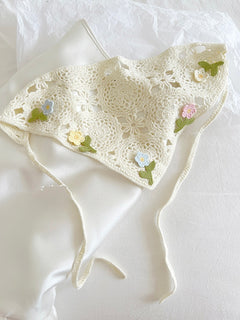 French Style Triangular Binder Retro Headcloth Knitted Headdress Photo - Otaj Gifts