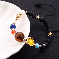 Eight Planets Alloy Bracelet, Natural Stone Bead Bracelet Women Solar System Bracelet Universe Galaxy The Eight Planets Guardian Star Natural Stone Beads Bracelet Bangle Gifts For Girls - Otaj Gifts