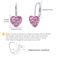 925 Sterling Silver Heart Leverback Sleeper Small 10mm Heart Dangle Hoop Earrings - Otaj Gifts