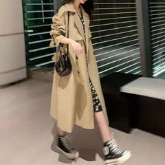 Women Trendy Trench Coat, Double Breasted Coat, Korean Women's Trench Coat, Elegant Oversize Trench Coat, Spring Clothing, Womens Clothing - Otaj Gifts