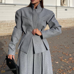 Fashion Waist-controlled Small Suit A- Line Skirt Two-piece Suit - Otaj Gifts