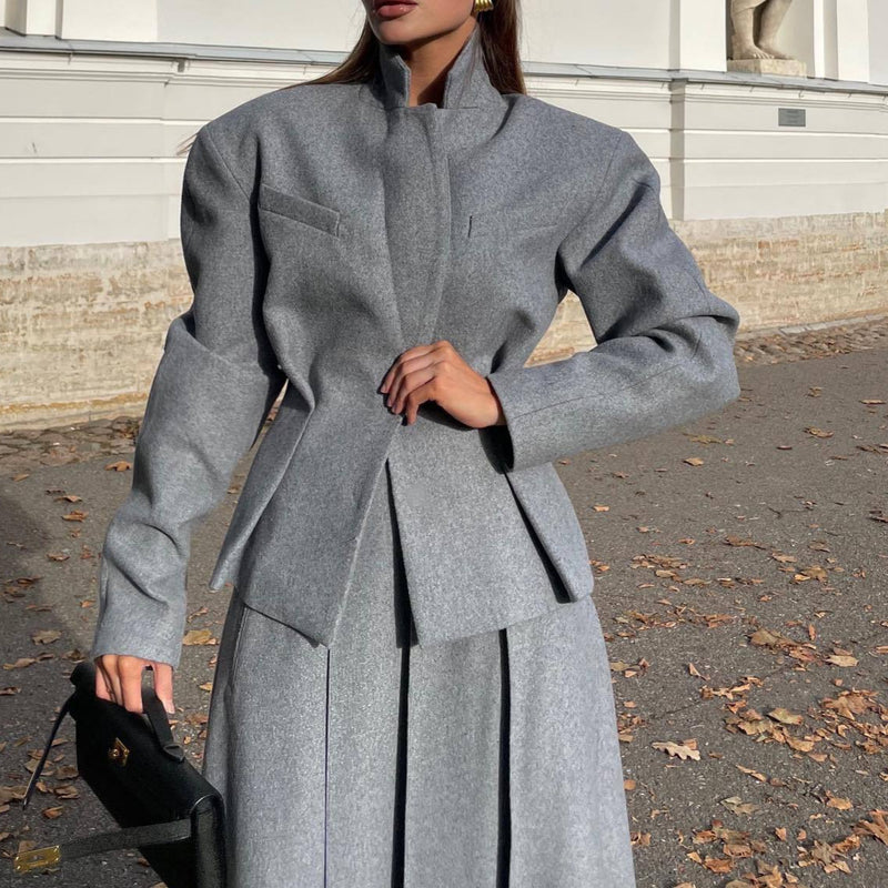 Fashion Waist-controlled Small Suit A- Line Skirt Two-piece Suit - Otaj Gifts