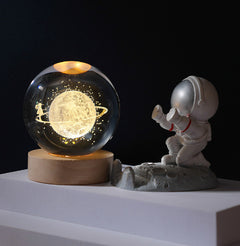 3D Crystal Ball Night Light Solar System Cosmic Theme LED Decoration Light Wooden Base Astronomy Nightlights Birthday Gift - Otaj Gifts