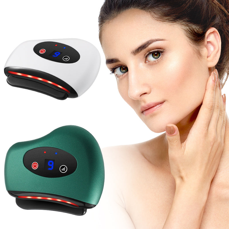 Eletric Bianstone Gua Sha Board Tools Hot Compress Heating Vibration Back Facial Massager Meridian Lymphatic Drainage Scraping Heating Vibration Scraping Neck Face Skin Lifting Removal Wrinkle Tool - Otaj Gifts