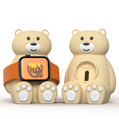Cute Bear IWatch Charger Stand Compatible With IWatch Series 9-1 45mm,44mm,42mm,41mm,40mm, 38mm For IWatch Charger Cute Soft Silicone,Supports Nightstand Mode,Home Office Use - Otaj Gifts