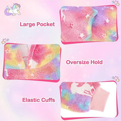 RAINBEAN Glow In The Dark Wearable Blanket Hoodie For Kid, Oversized Hooded Wearable Blanket Sherpa, Soft Blanket Hooded Gift For Girls And Boys 3-6 Years - Otaj Gifts