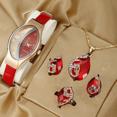 Fashion Watch Gift Suit Quartz Watch Necklace Bracelet Ring Stud Earrings - Otaj Gifts