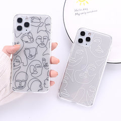 Face art line color painting mobile phone case - Otaj Gifts