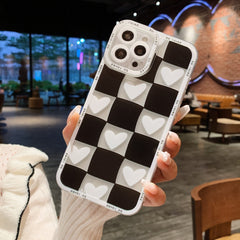 Chess And Card Love Black And White Lattice Full Soft Protective Case Mobile Phone - Otaj Gifts