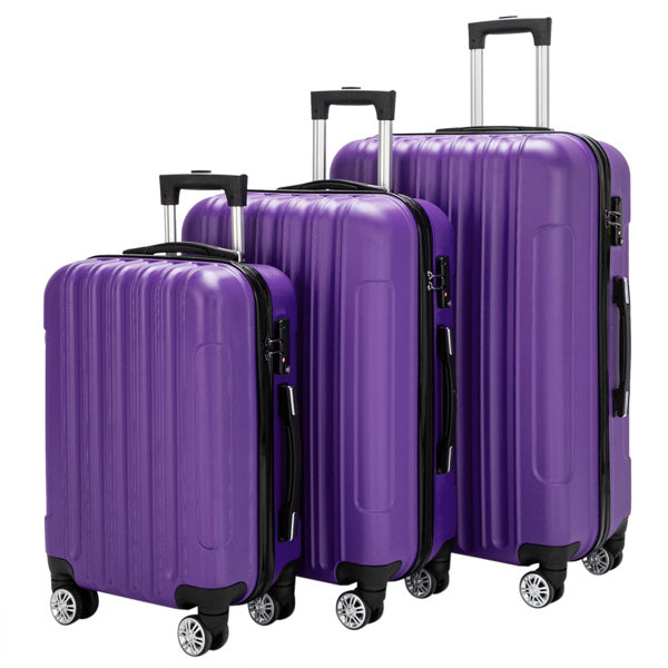 Vertical 3-in-1 Spinner Wheel With Handle Trolley Case 20in 24in 28in ABS Aluminum Alloy Trolley Classic Color - Purple - Otaj Gifts