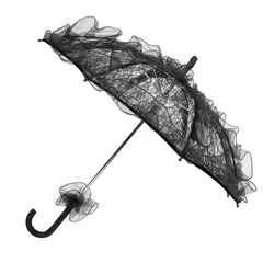 Wedding Bride Umbrella Unique Foldable Lace Fabric Parasol Umbrella Performance PropsBlack - Otaj Gifts
