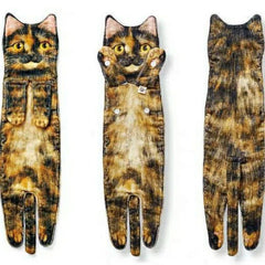 Cat Hand Towels Long Cat Shape Wipe Handkerchiefs Bath Towels For Bathroom Kitchen - Otaj Gifts