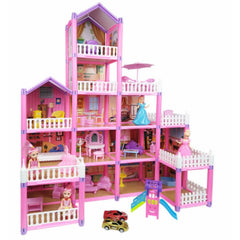 278pcs Doll House Building Toys DIY Brain Training Doll House Castle Building Kit for Girls Pink - Otaj Gifts