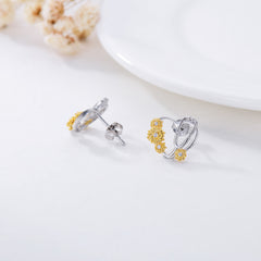 Sunflower Stethoscope Heart Earrings in Sterling Silver for Women Nurse - Otaj Gifts