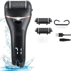 Electric Foot Grinder And Callus Remover, Electric Foot Polisher, Rechargeable Foot Washing And Pedicure Kit, Suitable For Cracked Heels And Dead Skin, With 3 Roller Heads - Otaj Gifts