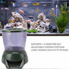 UK AUTOMATIC POND FISH FEEDER HOLIDAY KOI FEED FOOD TIMER AUTO PELLET DISPENSER - Otaj Gifts