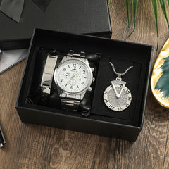 Men's Business Gift Holiday Birthday Gift Bracelet Necklace Watch Suit - Otaj Gifts