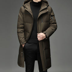 Down Jacket Fashion Long Stand-up Collar Zipper Thermal Cardigan Coat - Otaj Gifts