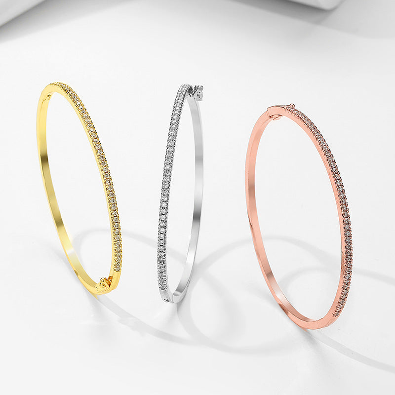 White Gold Plated Bracelet Female Inlaid AAA Zircon Simple - Otaj Gifts