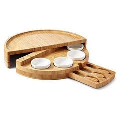Wooden Cheese Cutting Board Set Rotating Opening And Closing - Otaj Gifts