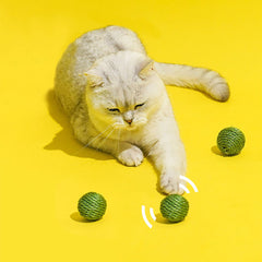 3PCS Cat Toy Balls, Interactive Pet Play Balls Sisal Rope Scratching Chew Ball Toy With Rustling Sound Pea Pod Storage For Indoor Kitten Training Hunting - Otaj Gifts