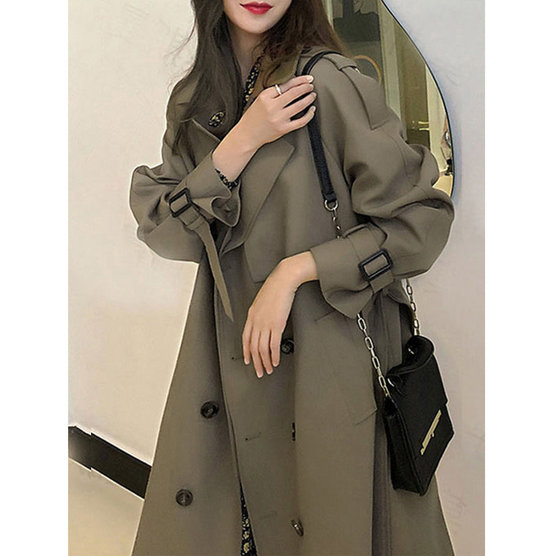 Women Trendy Trench Coat, Double Breasted Coat, Korean Women's Trench Coat, Elegant Oversize Trench Coat, Spring Clothing, Womens Clothing - Otaj Gifts