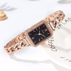 Luxury Rhinestone Denim With Small Green Watch - Otaj Gifts