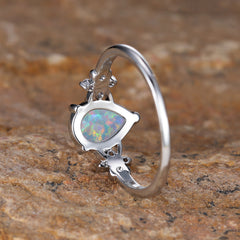 Drop-shaped Inlaid Zircon White Diamond Flower Ring Vintage Simple All Match Jewelry - Otaj Gifts