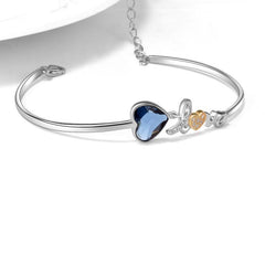 I Love You Heart Bangle Bracelet Fine Jewelry in Sterling Silver with Crystal - Otaj Gifts
