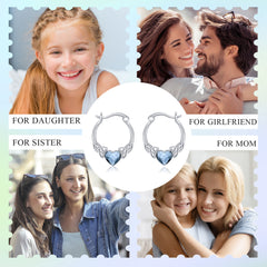 925 Sterling Silver Austrian Crystal Irish Celtic Love Heart Hoop Earrings - Otaj Gifts