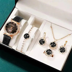 Fashion Watch Gift Suit Quartz Watch Necklace Bracelet Ring Stud Earrings - Otaj Gifts