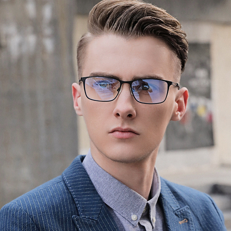 Fashion Glasses Frame Male Metal Anti-Blue Glasses Half Frame Glasses Frame - Otaj Gifts