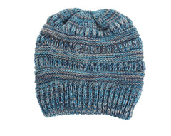 Mixed Color Knitted Wool Hat Ladies Non-labeled Ponytail Hat - Otaj Gifts