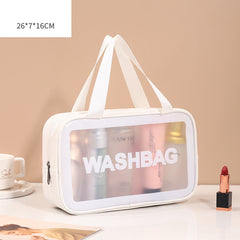 Pu Transparent Three Piece Makeup And Wash Bag Large Capacity - Otaj Gifts
