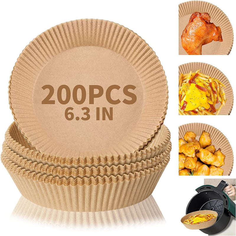 Air Fryer Disposable Paper Liner Non-stick Disposable Liners, 200PCS Air Fryer Disposable Paper Liners, 6.3In Round Air Fryer Parchment Paper - Otaj Gifts
